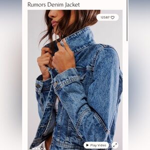 Free People Rumors Denim Jacket Indigo Blue Size Medium